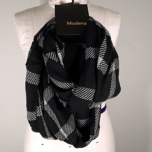 Black and White Plaid Infinity Scarf